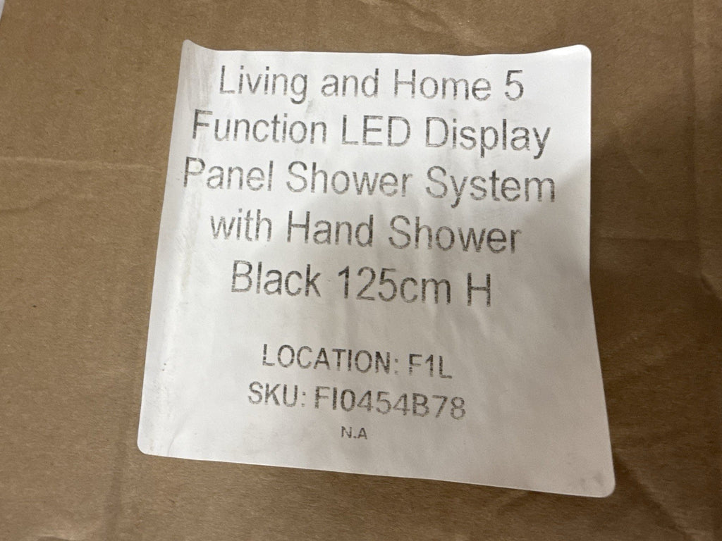 Living & Home 5 Function LED Display Shower Panel System Black FI0454 BNIB