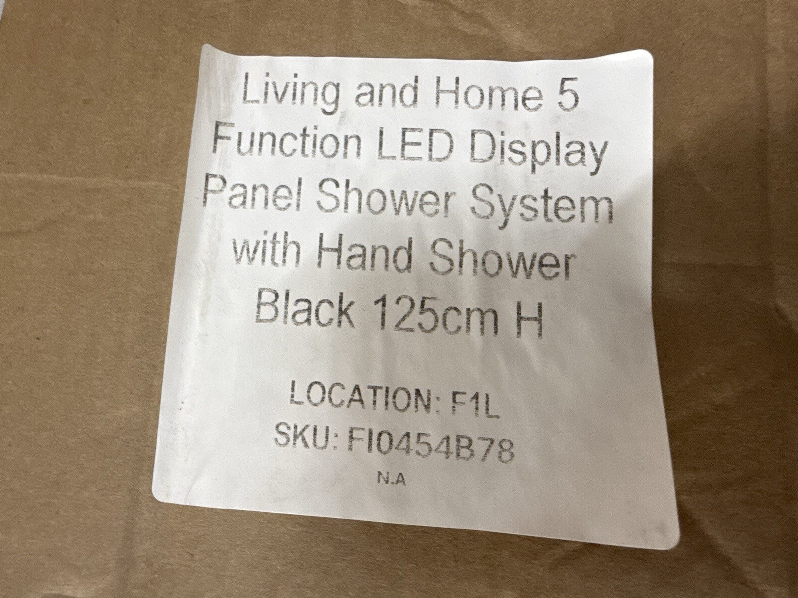 Living & Home 5 Function LED Display Shower Panel System Black FI0454 BNIB