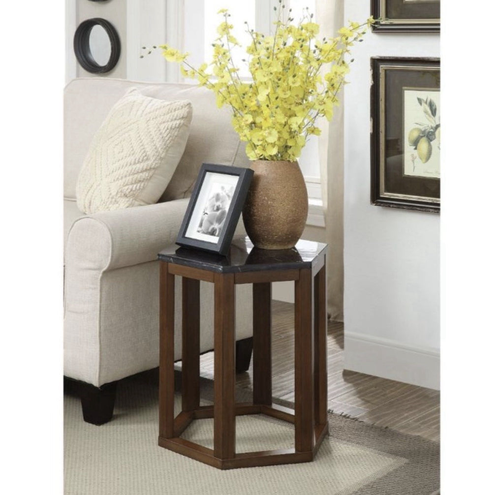 ACME Furniture Reon 82467 Marble Top Walnut End Tables Set of 2 Brand New Boxed