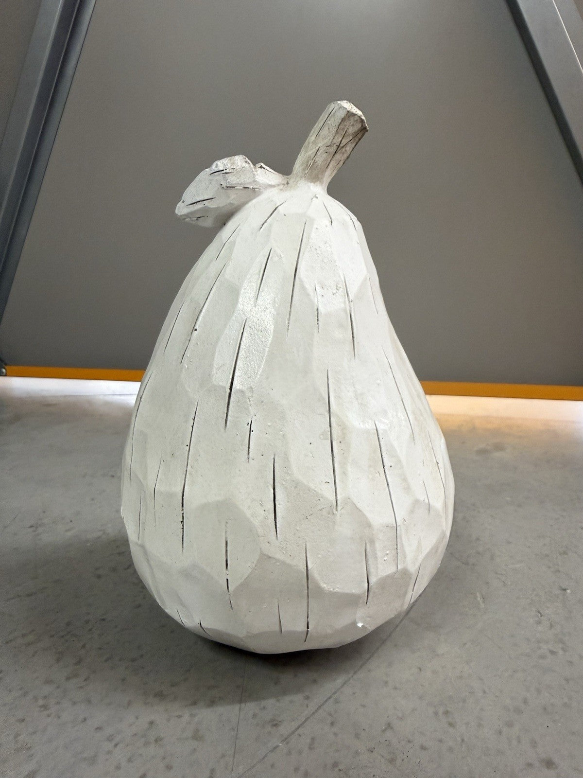 The Satchville Medium Polyresin Pear Ornament White Rustic Home Decor 21.5cm