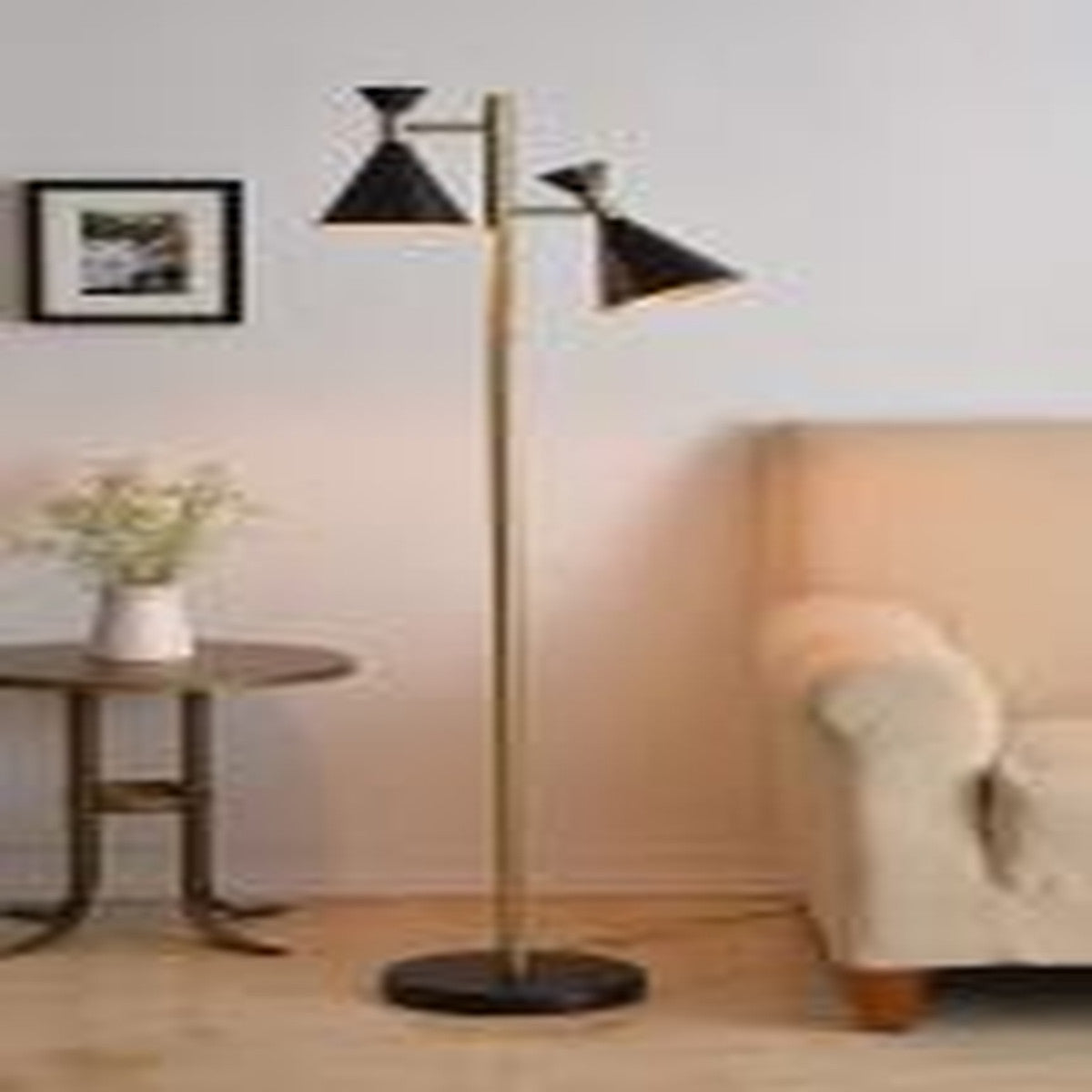 Kenroy Home Arne 2 Light Tree Floor Lamp Black Antique Brass H155cm