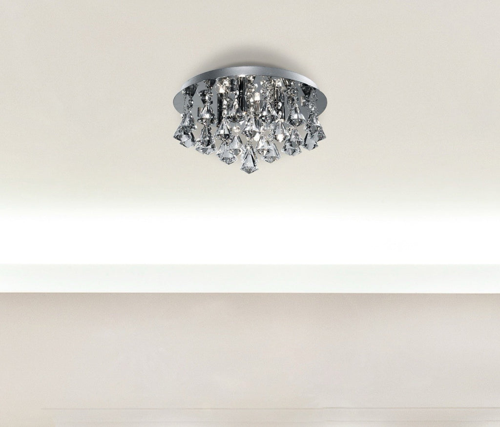 Searchlight Hanna Bathroom Flush Ceiling Light 4404-4CC-LED Chrome Crystal IP44