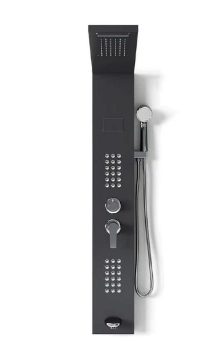 Living & Home 5 Function LED Display Shower Panel System Black FI0454 BNIB