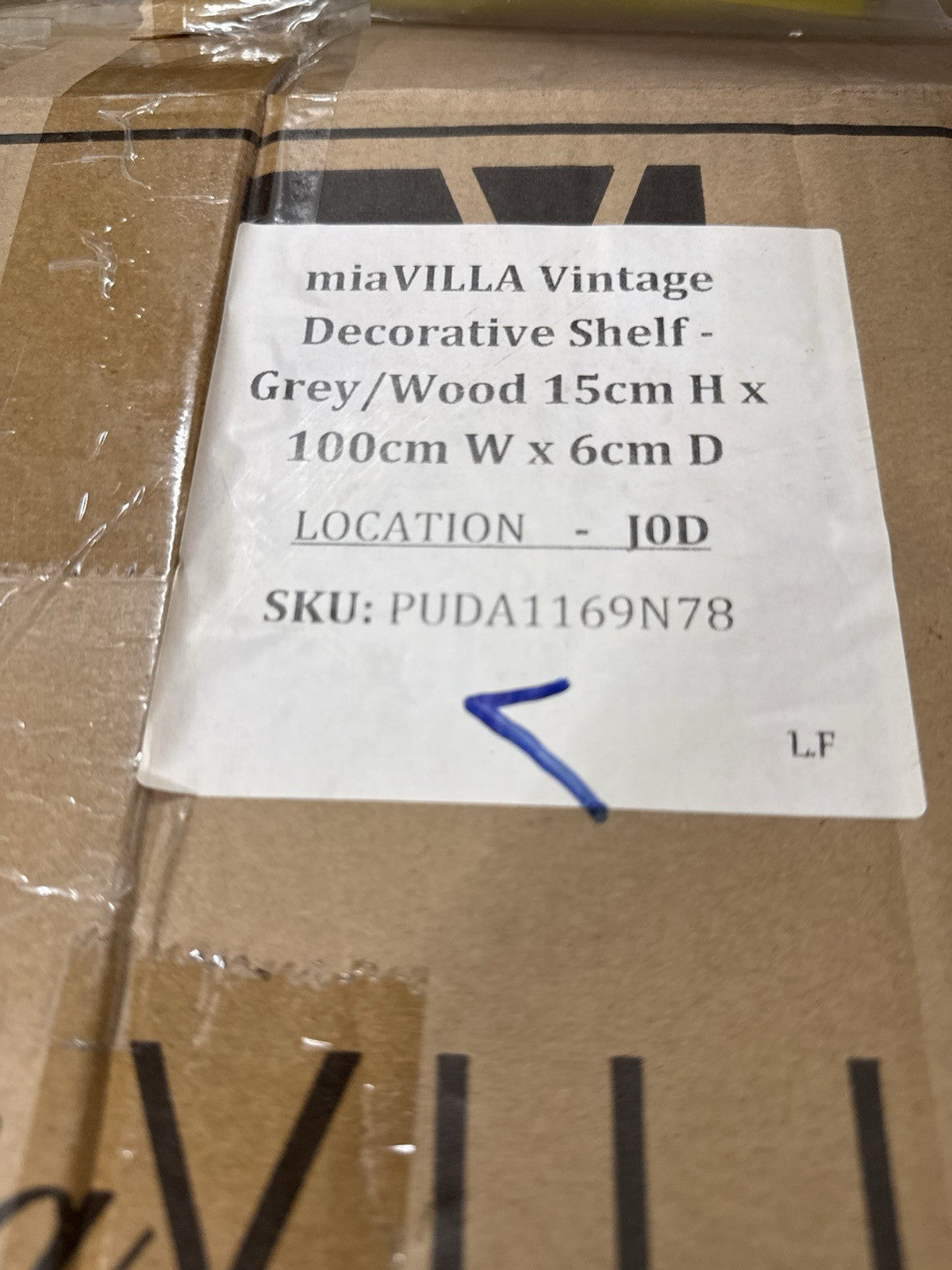miaVILLA Vintage Decorative Wall Shelf Rustic GreyWood 100cm Metal Brackets BNIB