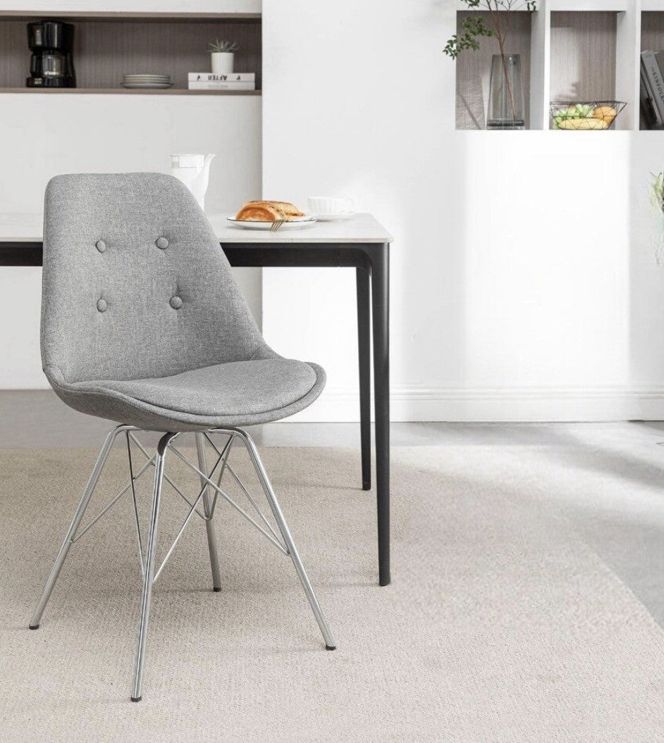 Porthos Home Upholstered Dining Chair with Chrome Metal Legs