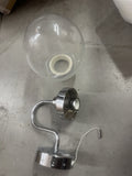 Modern Chrome Wall Light with Clear Glass Globe Shade & Pull Cord – New