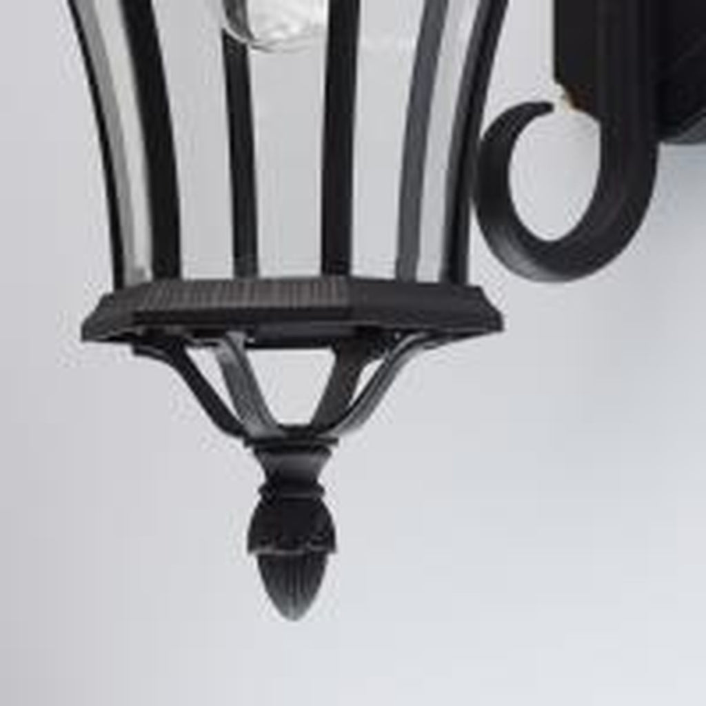 De Markt Outdoor Street Sandra 1 Light Wall Light Lantern, Black Glass Shade