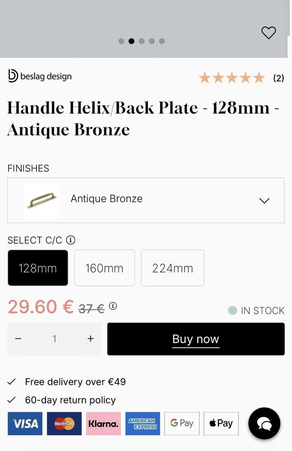 Brand New Job Lot of 6 Beslag Design Helix Handles with Back Plates