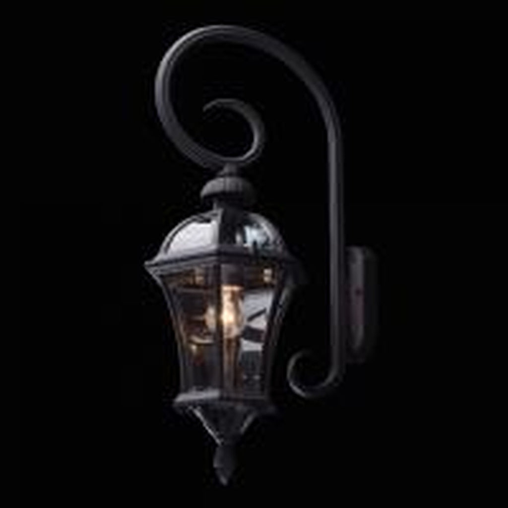 De Markt Outdoor Street Sandra 1 Light Wall Light Lantern, Black Glass Shade