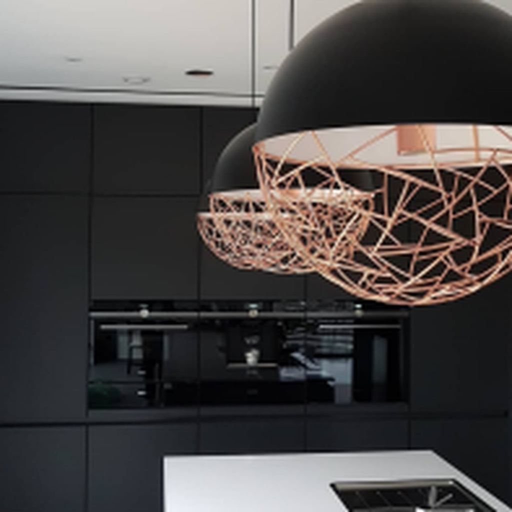 Beliani Padma 1-Light Globe Ceiling Pendant Metal Framework Black and Copper