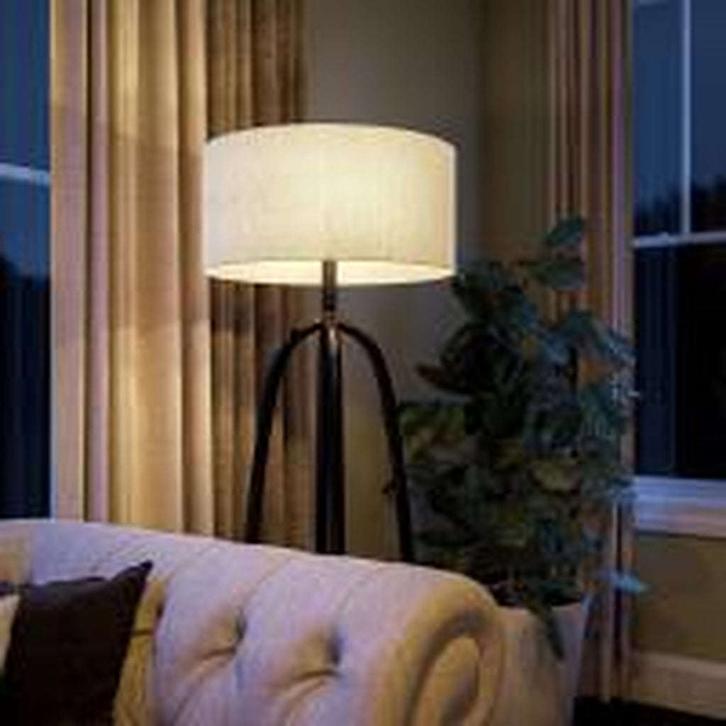 Kenroy Home Floor Lamp In Oil Rubbed Bronze Finish With Tan Drum Shade Brown