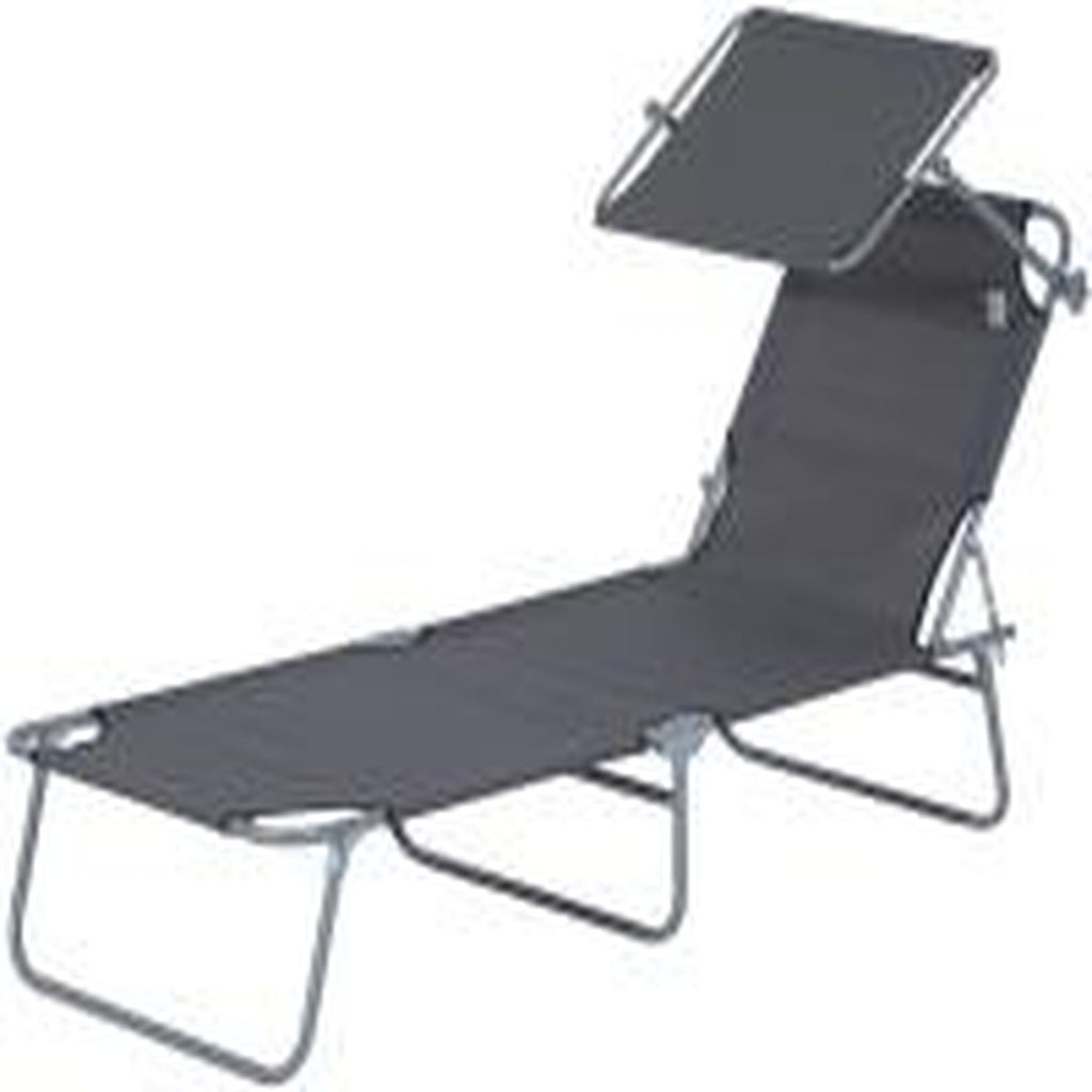 Outsunny Outdoor Garden Reclining Chair Sun Bed Lounger with Canopy Grey
