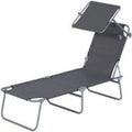 Outsunny Outdoor Garden Reclining Chair Sun Bed Lounger with Canopy Grey