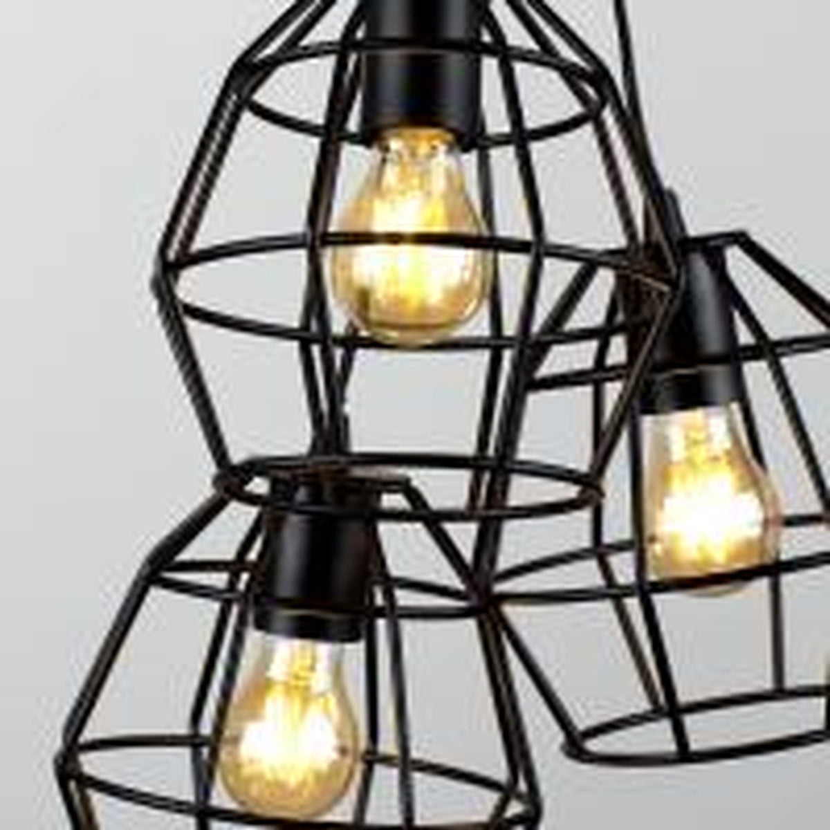Minisun Angus Retro Style 3 Light Basket Cage Ceiling Pendant Light, Black