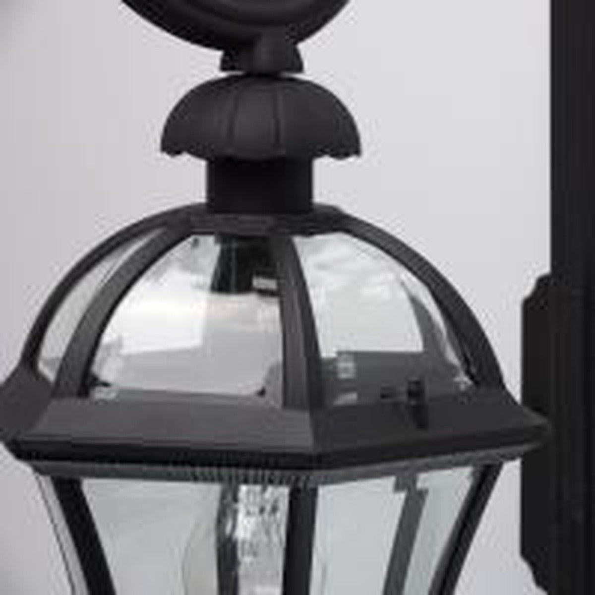 De Markt Outdoor Street Sandra 1 Light Wall Light Lantern, Black Glass Shade