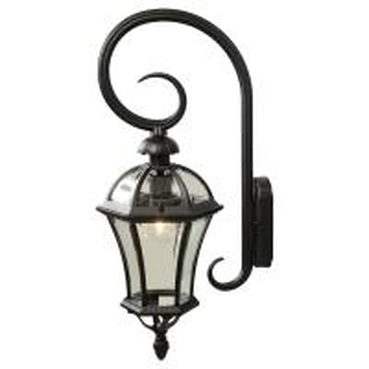 De Markt Outdoor Street Sandra 1 Light Wall Light Lantern, Black Glass Shade