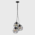 Minisun Angus Retro Style 3 Light Basket Cage Ceiling Pendant Light, Black