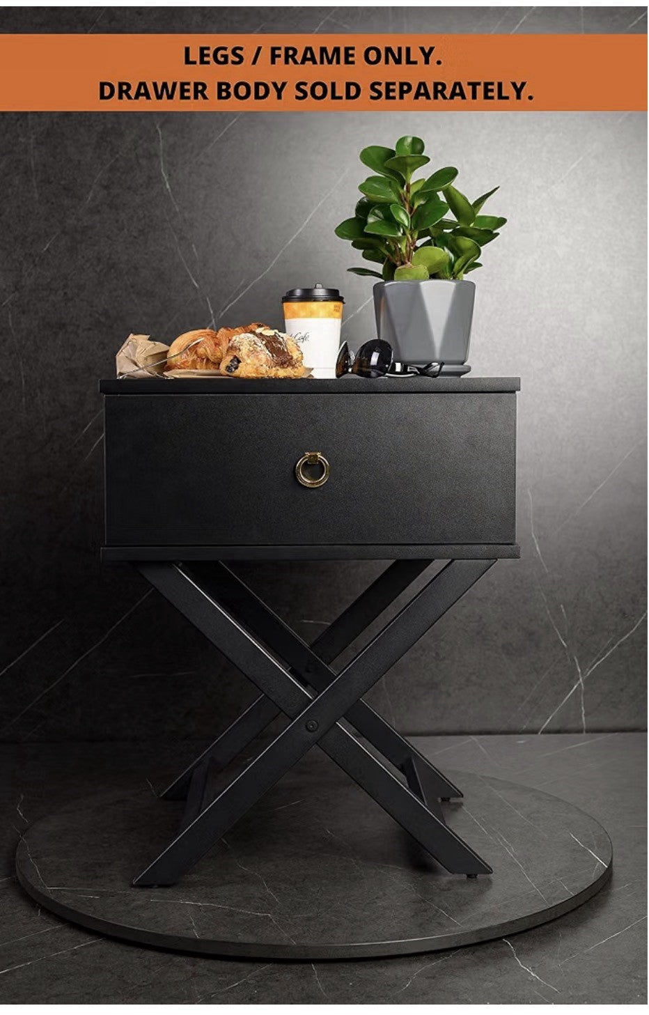 Title: Emma’s Bedroom B301 Black Metal Bedside Table Leg Frame Base New