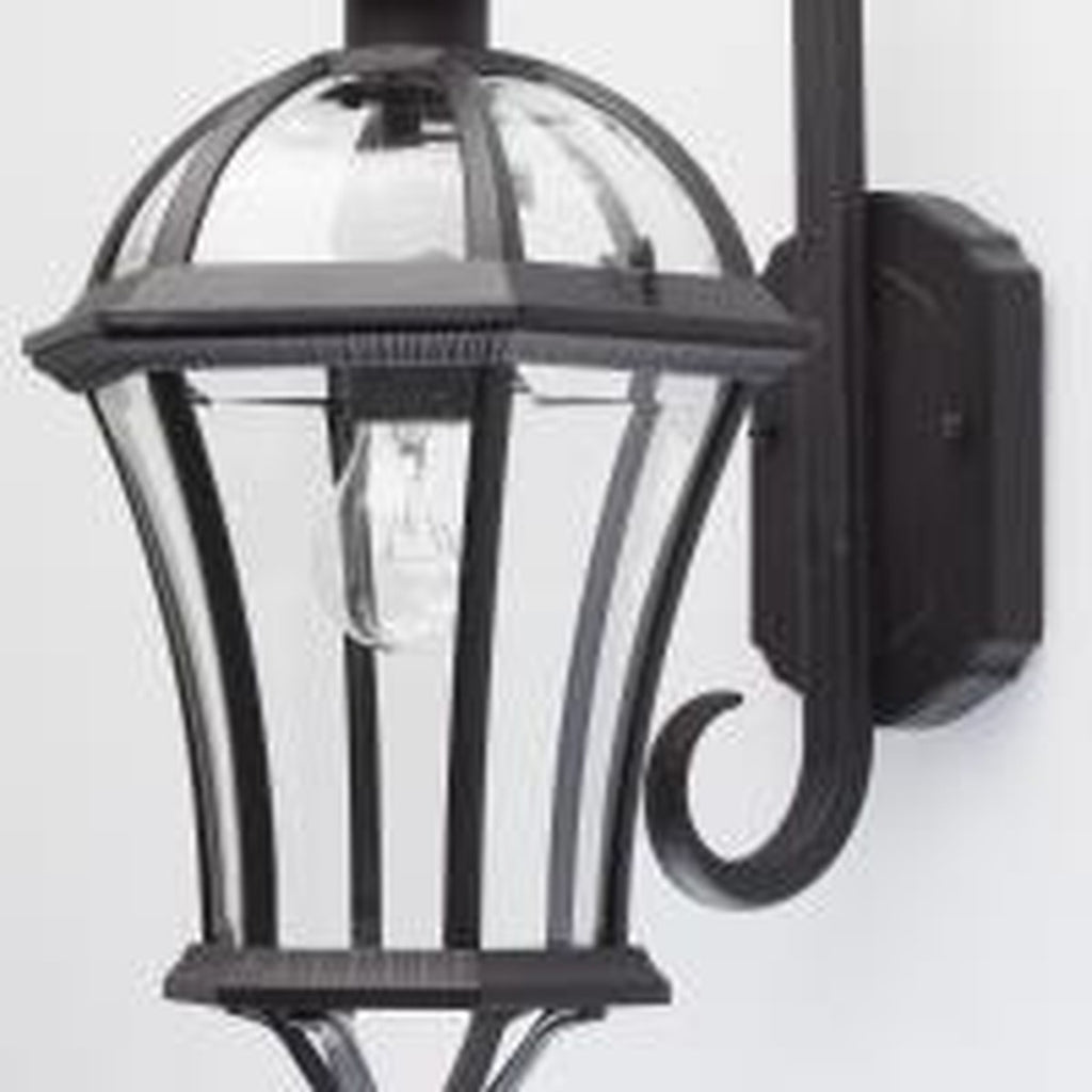 De Markt Outdoor Street Sandra 1 Light Wall Light Lantern, Black Glass Shade