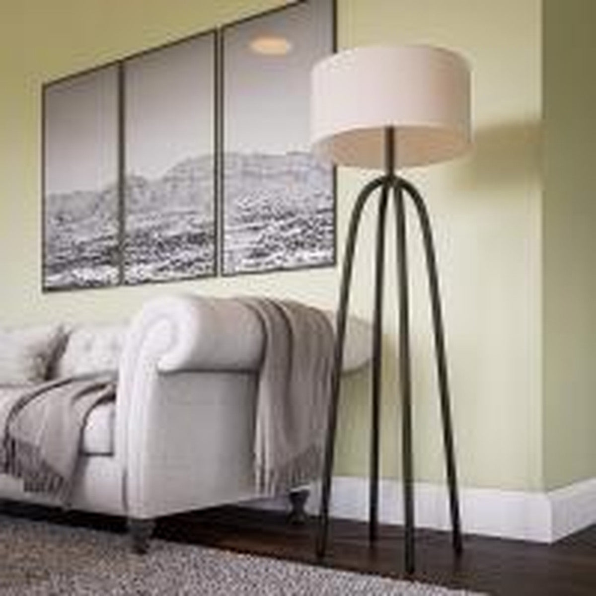 Kenroy Home Floor Lamp In Oil Rubbed Bronze Finish With Tan Drum Shade Brown