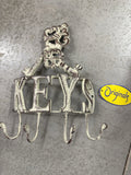 Originals Cast Iron Style "KEYS" Wall Mounted Key Holder – 4 Hook Vintage Cream
